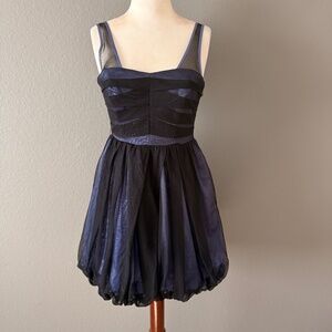 BCBG Generation Blue/Purple WIth Black Net/Tulle Overlay Bubble Hem Sz 4